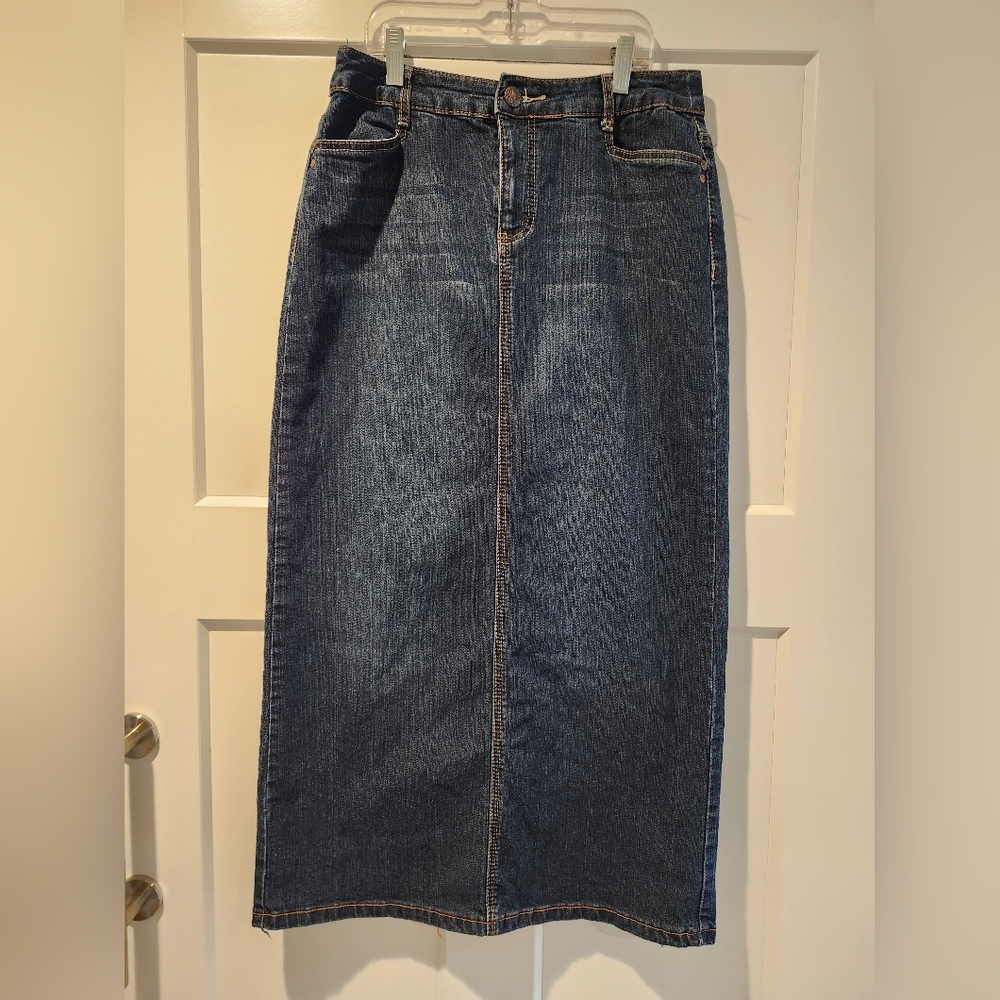 Christopher & Banks Indigo Denim Midi Skirt